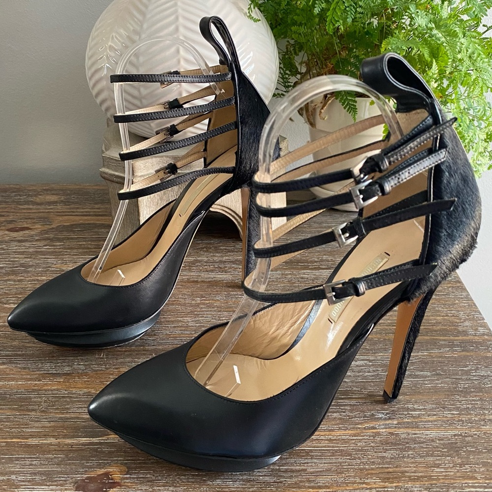 Nicholas Kirkwood Designer Italian Leather Luxury Platform Heels 41 US 11 Black